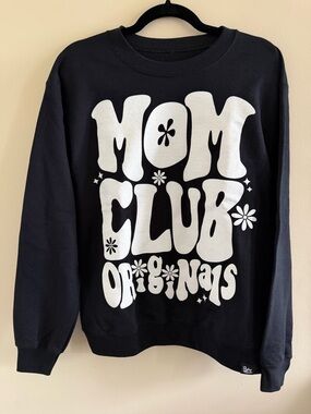 New! Slyfox Threads Black Sweatshirt with White 'Mom Club Originals' Graphic